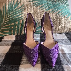 Badgley Mischka Purple Heels with Rhinestones